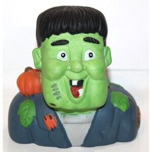 Frankenstein Vintage Ceramic Tea Light Candleholder Unique Halloween Decor 4.5"